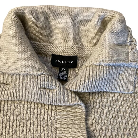 McDuff Light Gray Open Snap Front Poncho Wool Cashmere Mock Neck Sweater S/M - Picture 6 of 15